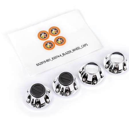 Tapacubos centrales, rueda (cromada) (delantera (2), trasera (2)) (requiere eje de muñón extendido n.° 8255A)