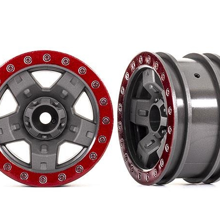 Ruedas, TRX-4 Sport 2.2 (gris, estilo beadlock rojo) (2)