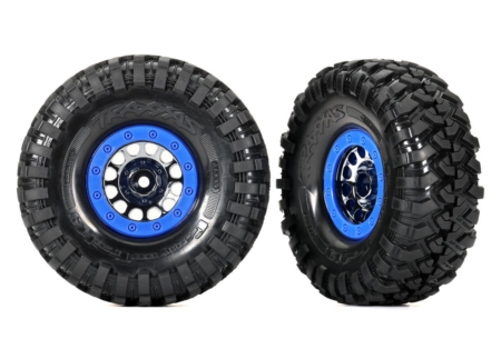 Neumáticos y ruedas, ensamblados (Method Race Wheels 105 Beadlock 1.9" cromado negro, ruedas estilo beadlock azules, neumáticos Canyon Trail 4.6x1.9", insertos de espuma) (1 izquierdo, 1 derecho)