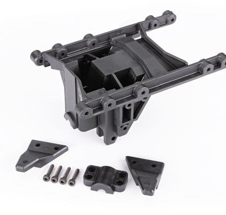 Soporte de suspensión, intermedio, TRX-6 (1)/ tapa de cojinete (1)/ soportes de enlace de suspensión (izquierdo y derecho)/ 2.5x12 CS (4)