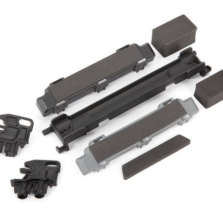 Sujeción de batería/soportes (delantero y trasero)/espaciadores del compartimento de la batería/almohadillas de espuma (compatible con Maxx con chasis extendido (distancia entre ejes de 352 mm))