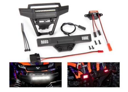 Kit completo de luces LED Traxxas Hoss 4X4 (incluye parachoques delantero y trasero con luces LED, fuente de alimentación de 3 voltios y conector Power Tap (con cable) (compatible con carrocería n.° 9011)