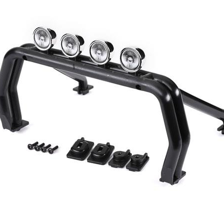 Barra antivuelco (negra)/soportes (delantero (2), trasero (izquierdo y derecho))/BCS de 2,6 x 12 mm (autorroscante) (4) (se adapta a la carrocería n.° 9212)