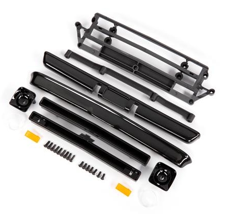 Accesorios de carrocería, Chevrolet C10, color negro (incluye parrilla (superior e inferior), carcasas de faros (izquierdo y derecho), parachoques (delantero y trasero), retenedores de montaje y herrajes)