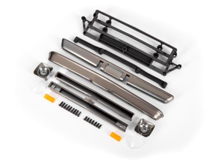 Accesorios de carrocería, Chevrolet C10, cromo negro satinado (incluye parrilla (superior e inferior), carcasas de faros (izquierdo y derecho), parachoques (delantero y trasero), retenedores de montaje y hardware)