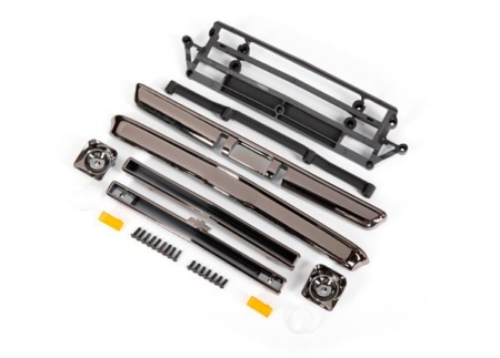 Accesorios de carrocería, Chevrolet C10, cromado negro (incluye parrilla (superior e inferior), carcasas de faros (izquierdo y derecho), parachoques (delantero y trasero), retenedores de montaje y herrajes)