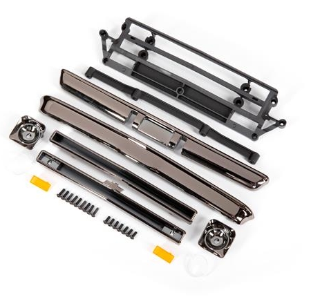 Accesorios de carrocería, Chevrolet C10, cromado negro (incluye parrilla (superior e inferior), carcasas de faros (izquierdo y derecho), parachoques (delantero y trasero), retenedores de montaje y herrajes)