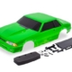 Carrocería, Ford Mustang, Fox Body, verde (pintado, calcomanías aplicadas) (incluye espejos laterales, alerón, retenedor de alerón, postes de montaje de carrocería trasera, parachoques de espuma de carrocería y hardware de montaje)