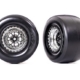 Neumáticos y ruedas, ensamblados, pegados (cromados Weld con ruedas negras, Mickey Thompson ET Drag Slicks, compuesto ahumado, insertos de espuma) (trasero) (2)
