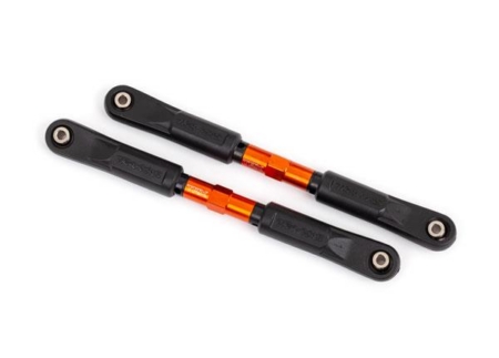 Enlaces de inclinación, delanteros, Sledge (TUBOS anodizados en naranja, aluminio 7075-T6, más resistentes que el titanio) (117 mm) (2)/ Extremos de varilla, ensamblados con bolas huecas de acero (4)/ Llave de aluminio, 8 mm (1)