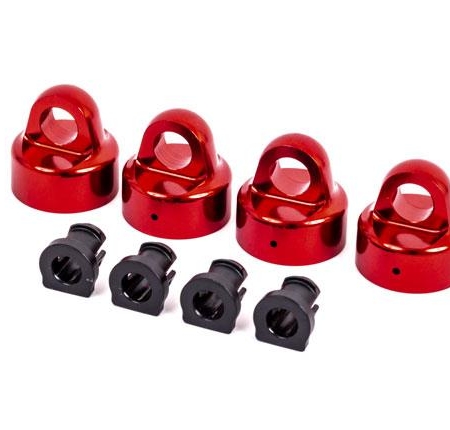 Tapas de amortiguador, aluminio (anodizado rojo), amortiguadores GTX (4)/ espaciadores (4) (para Sledge)