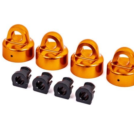 Tapas de amortiguador, aluminio (anodizado naranja), amortiguadores GTX (4)/ espaciadores (4) (para Sledge)