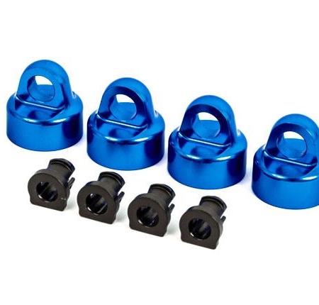 Tapas de amortiguador, aluminio (anodizado azul), amortiguadores GTX (4)/ espaciadores (4) (para Sledge)