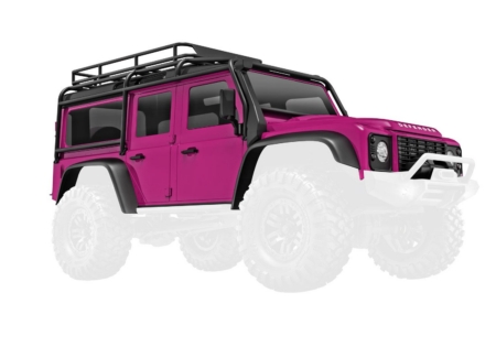 Land Rover Defender TRX-4M, carrocería rosa ensamblada