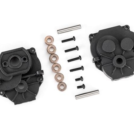 Carcasa de la caja de cambios (delantera y trasera)/ 2 x 4 mm BCS (con fijador de roscas) (2)/ 2 x 8 mm BCS (4)/ 3 x 16 mm pasadores (2)
