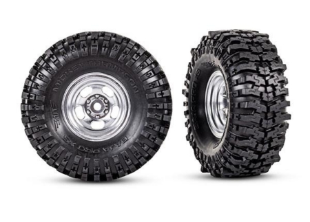 Neumáticos y ruedas, ensamblados (ruedas cromadas satinadas de 1.0', neumáticos Mickey Thompson Baja Pro Xs 2.4x1.0') (2)