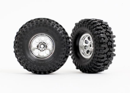 Neumáticos y ruedas, ensamblados (ruedas cromadas de 1.0', neumáticos Mickey Thompson Baja Pro Xs 2.4x1.0') (2)