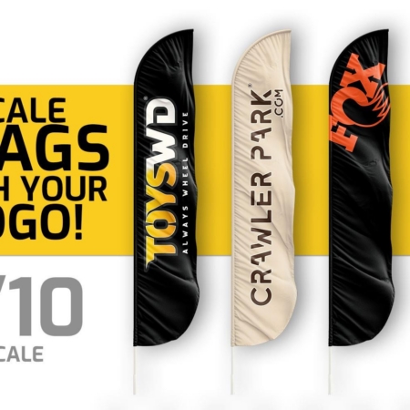 ToysWD Crawler Park: Bandera personalizada a escala 1/10 con tu logotipo (cantidad mínima 50)
