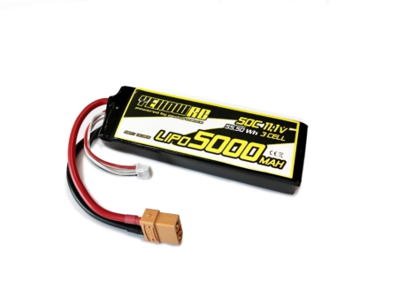 Batería LiPo RC amarilla de 5000 mAh, 11,1 V, 3S, 50 C, XT90