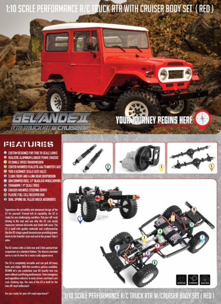 Camión RC4WD Gelande II RTR con carrocería Cruiser (rojo) (Z-RTR0047)