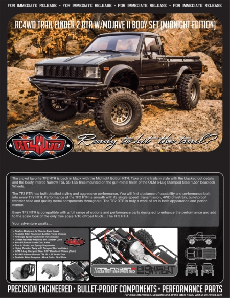 RC4WD Trail Finder 2 RTR con carrocería Mojave II (Edición Medianoche) (Z-RTR0054)