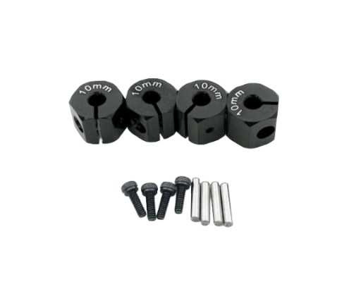 Hexágonos 10mm de aluminio Negro para 1:10 (4pcs)