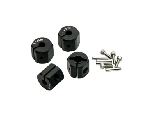 Hexágonos 11mm de aluminio Negro para 1:10 (4pcs)