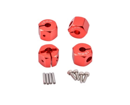 Hexágonos 12mm de aluminio Rojo para 1:10 (4pcs)