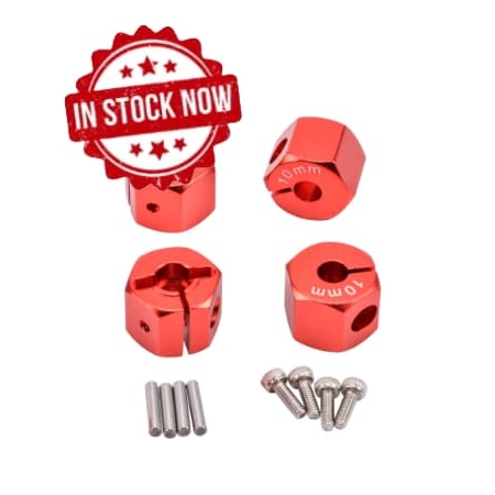 Hexágonos 12mm de aluminio Rojo para 1:10 (4pcs)