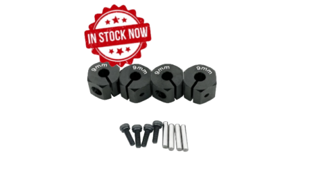 Hexágonos 9mm de aluminio Negro para 1:10 (4pcs)