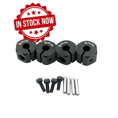 Hexágonos 9mm de aluminio Negro para 1:10 (4pcs)