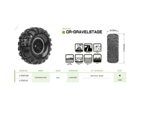 Ruedas Louise GRAVELSTAGE crawler 1/10 Sin Llanta 1.9" (2pcs) LR-T3371VI
