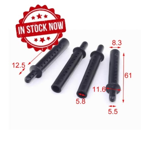 Postes de carrocería huecos de plástico para 1/10 negro (4pcs)