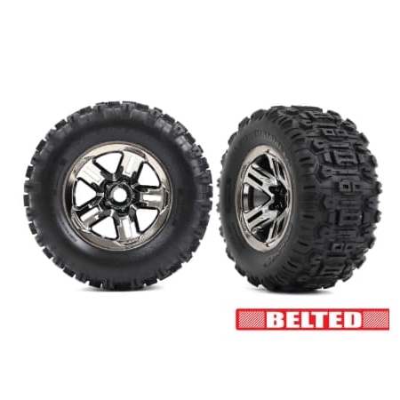 Ruedas Traxxas Sledge negras cromadas de 3,8" Sledgehammer (2pcs) TRX9573A