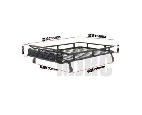 Portaequipajes metálico para techo Crawler 1/10 con luces