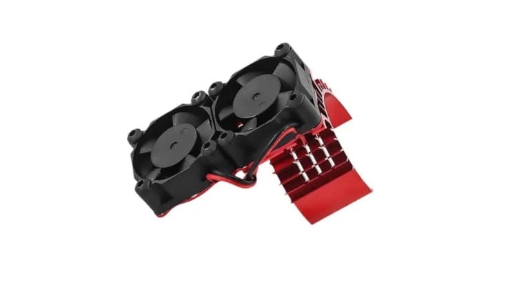 Ventilador doble con disipador aluminio Rojo para 1/10