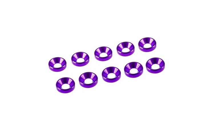 Arandelas de aluminio Ultimate Racing cónica M3 Purpura (10pcs) UR1501-P