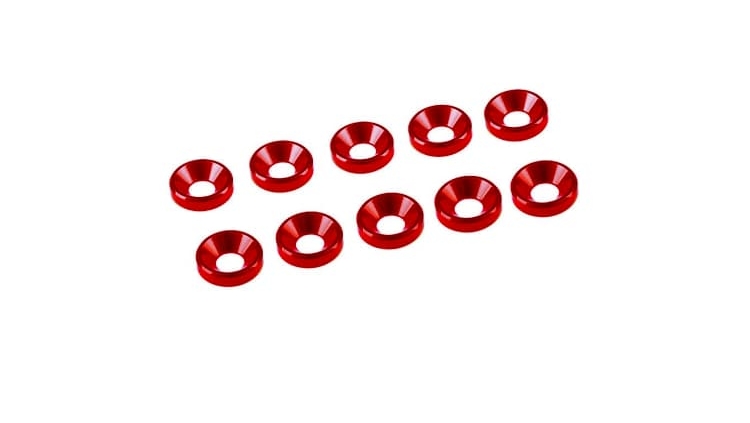 Arandelas de aluminio Ultimate Racing cónica M4 Roja (10pcs) UR1511-R