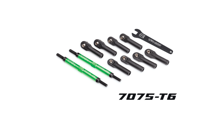 Eslabones de puntera Traxxas E-Revo (anodizados en verde, aluminio 7075-T6) TRX8638G