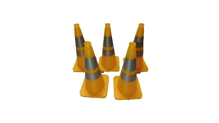 Conos decorativos color naranja en 3D (5pcs)